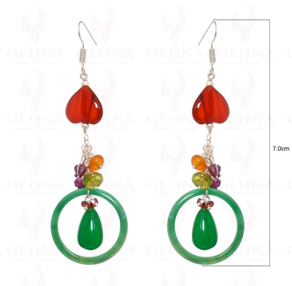 Jade, Carnelian & Semi Precious Gemstone Earrings In .925 Sterling Silver ES-1544