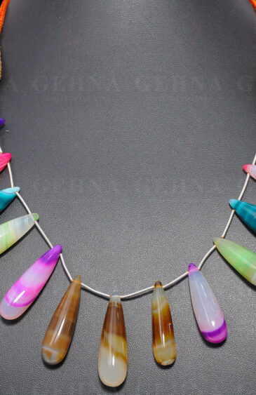 Multi-Color Agate Gemstone Drop Shaped Necklace NS-1546