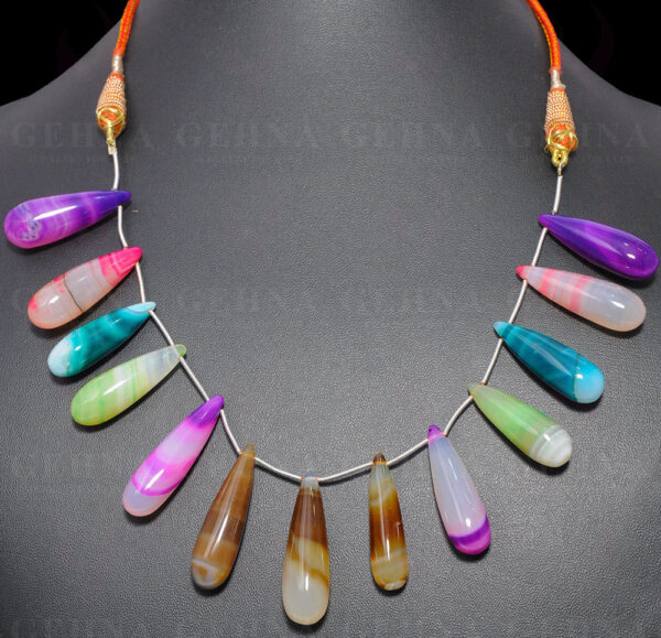 Multi-Color Agate Gemstone Drop Shaped Necklace NS-1546