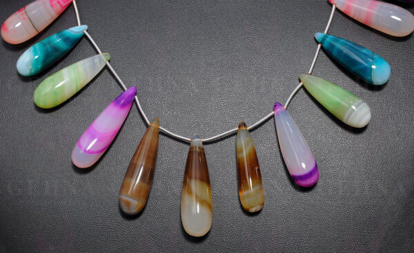 Multi-Color Agate Gemstone Drop Shaped Necklace NS-1546