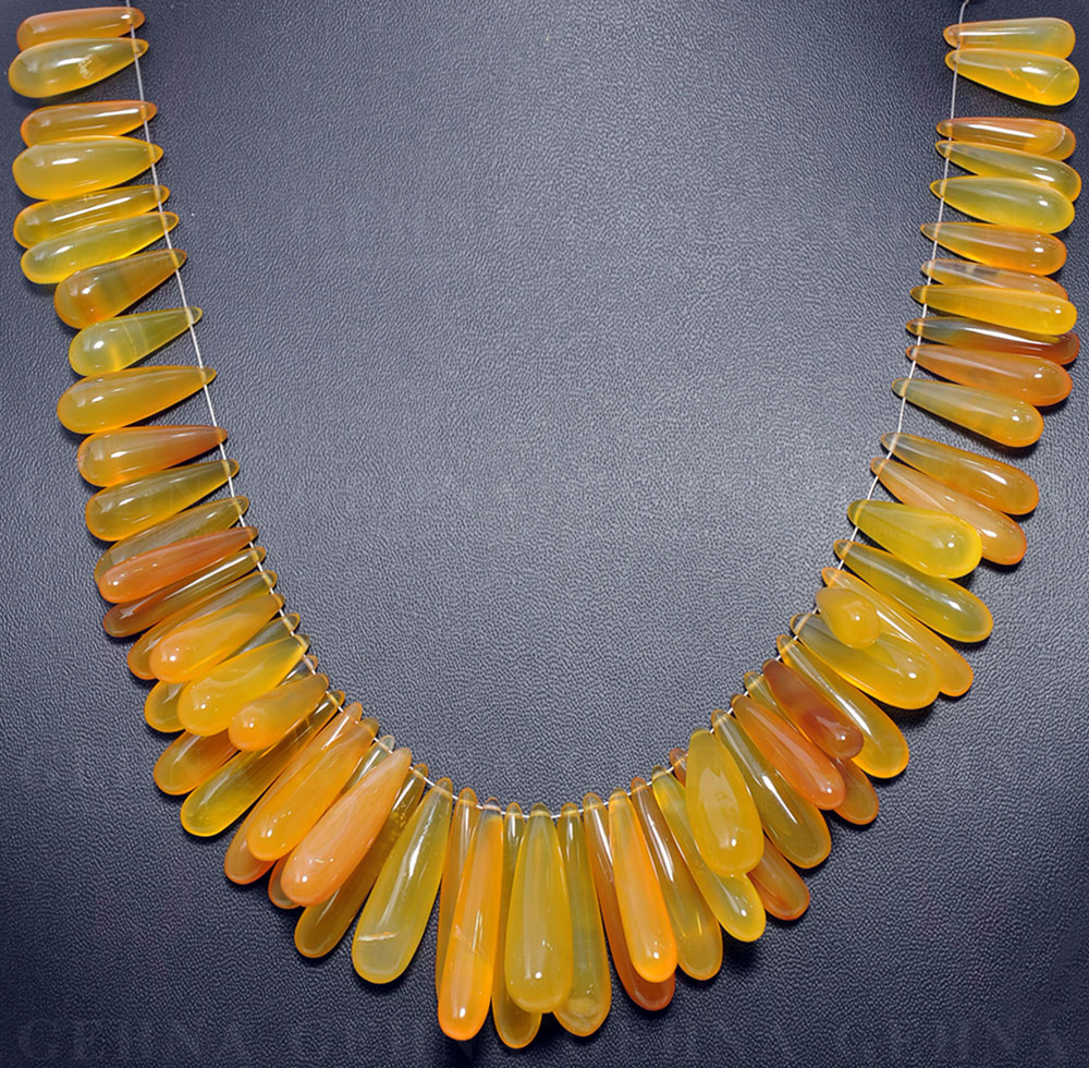 Yellow Chalcedony Gemstone Drop Shaped String NS-1549