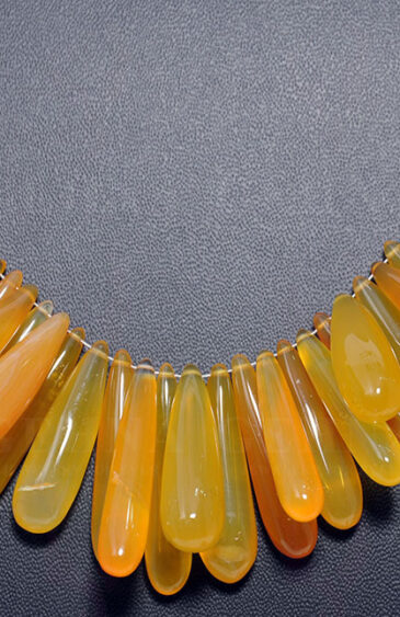 Yellow Chalcedony Gemstone Drop Shaped String NS-1549