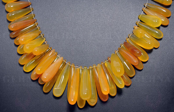 Yellow Chalcedony Gemstone Drop Shaped String NS-1549