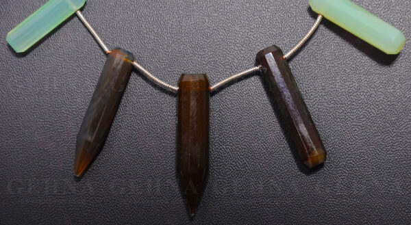 Blue & Brown Chalcedony Gemstone Pencil Shaped String NS-1551