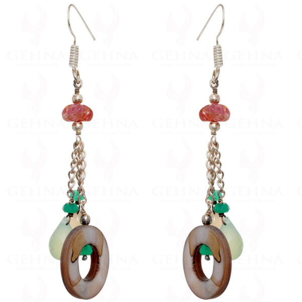 Ruby Melon, Onyx & Mop Earrings Made In .925 Sterling Silver ES-1553