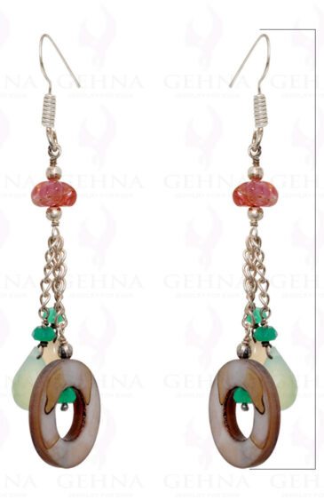 Ruby Melon, Onyx & Mop Earrings Made In .925 Sterling Silver ES-1553