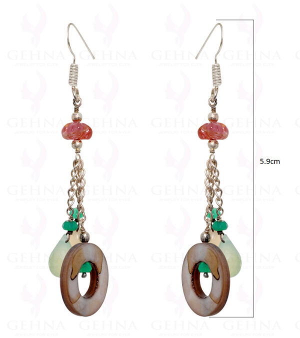 Ruby Melon, Onyx & Mop Earrings Made In .925 Sterling Silver ES-1553