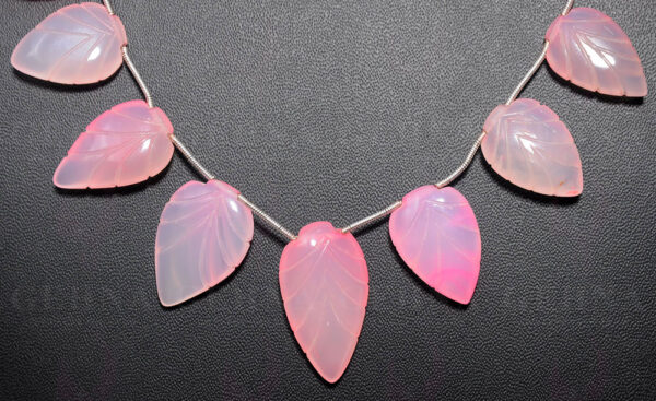 Pink Chalcedony Gemstone Almond Shaped Carving Drop String NS-1553