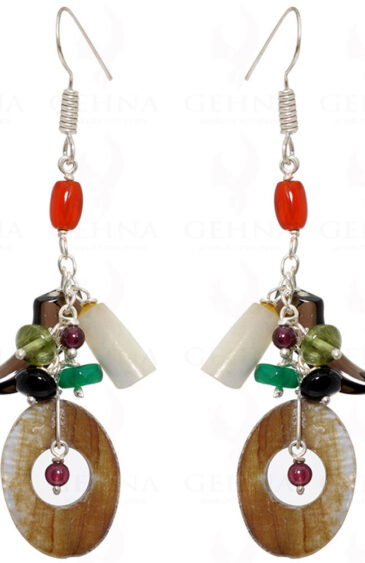 Mop & Multi Color Semi-Precious Gemstone Earrings In .925 Sterling Silver ES-1554