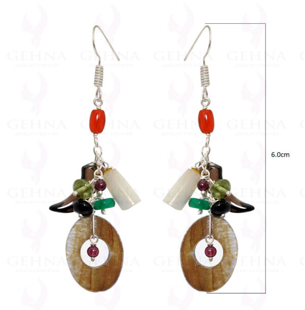 Mop & Multi Color Semi-Precious Gemstone Earrings In .925 Sterling Silver ES-1554