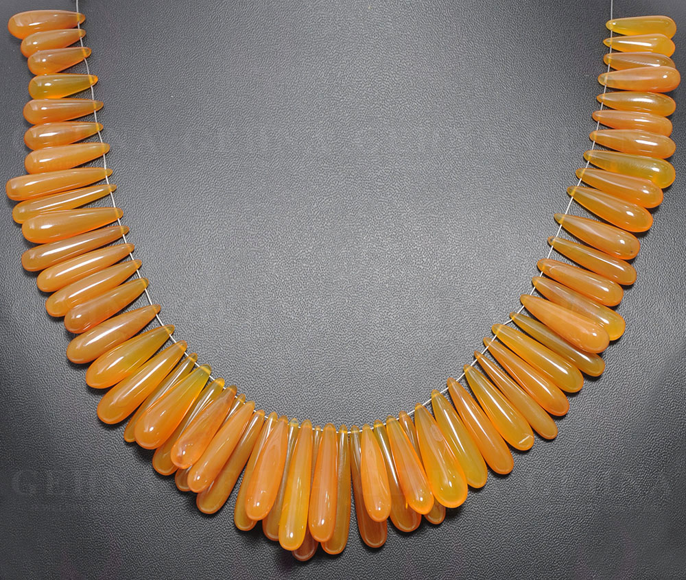 Yellow Chalcedony Gemstone Drop Shaped String NS-1555