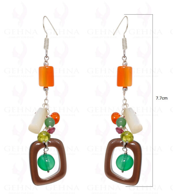 Smoky, Carnelian, Peridot, Garnet & Mop Gemstone Earrings In .925 Silver ES-1555