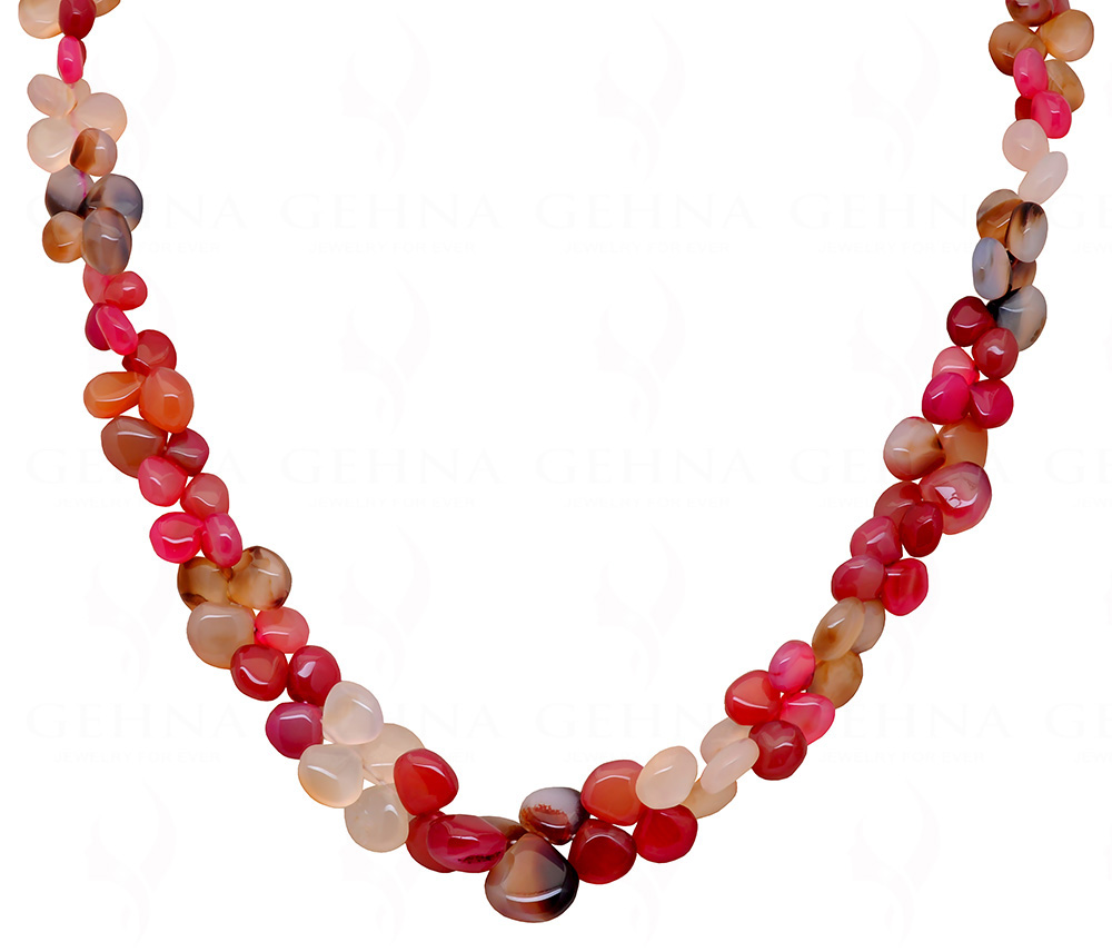 Multi-color Chalcedony Gemstone Almond Shaped Necklace NS-1557