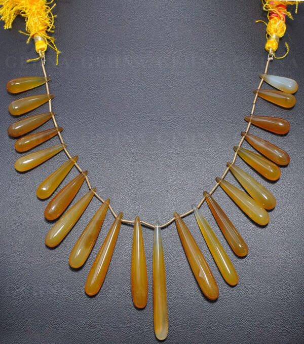 Yellow Chalcedony Gemstone Drop Shaped String NS-1558