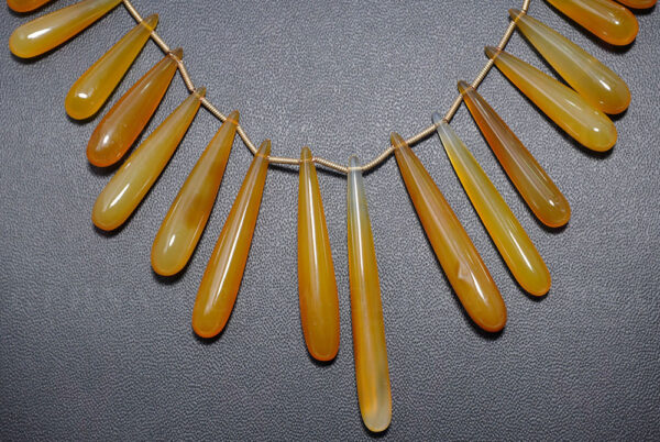 Yellow Chalcedony Gemstone Drop Shaped String NS-1558