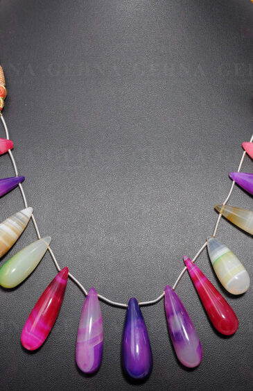 Multi-Color Agate Gemstone Drop Shaped Necklace NS-1559