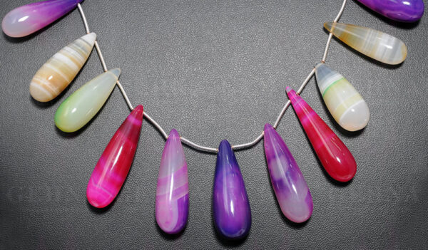 Multi-Color Agate Gemstone Drop Shaped Necklace NS-1559