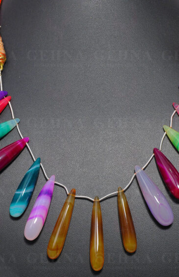 Multi-Color Agate Gemstone Drop Shaped Necklace NS-1560