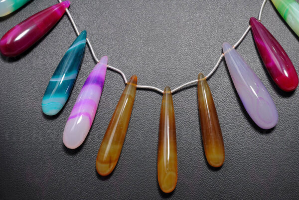 Multi-Color Agate Gemstone Drop Shaped Necklace NS-1560