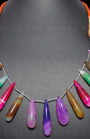 Multi-Color Agate Gemstone Drop Shaped Necklace NS-1561