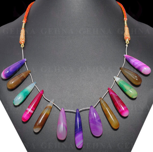 Multi-Color Agate Gemstone Drop Shaped Necklace NS-1561