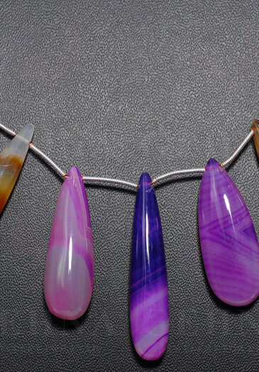 Multi-Color Agate Gemstone Drop Shaped Necklace NS-1561