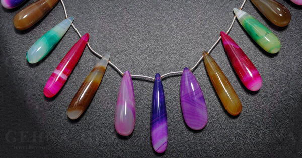 Multi-Color Agate Gemstone Drop Shaped Necklace NS-1561