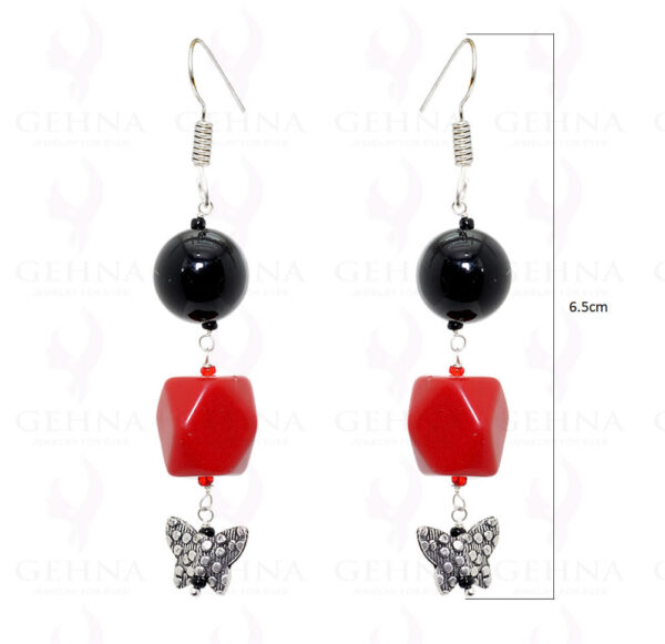 Butterfly Shaped Element With Spinel & Jasper Stone Earring In 925 Silver ES-1562