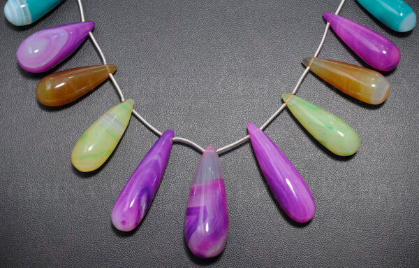 Multi-Color Agate Gemstone Drop Shaped Necklace NS-1562