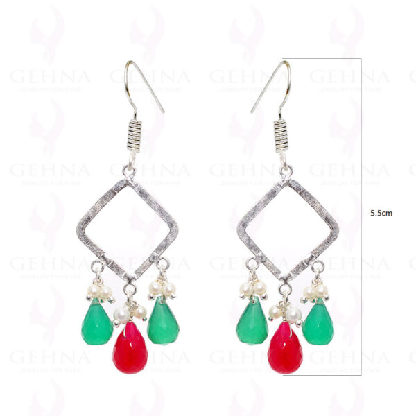 Green Onyx & Red Jasper Gemstone Earrings In .925 Sterling Silver ES-1563