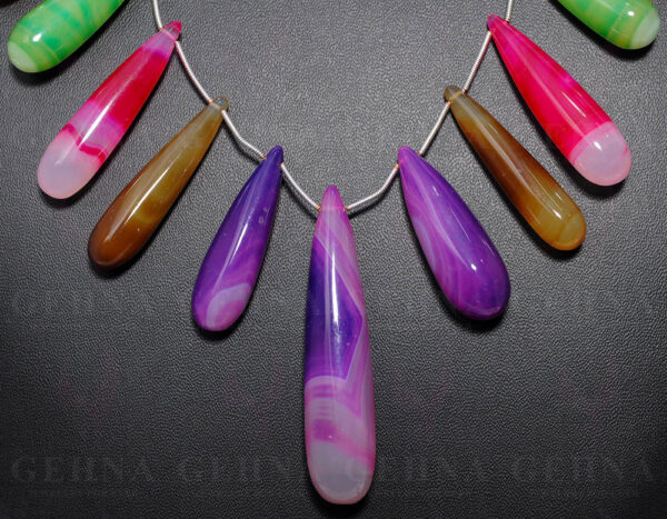 Multi-Color Agate Gemstone Drop Shaped Necklace NS-1563