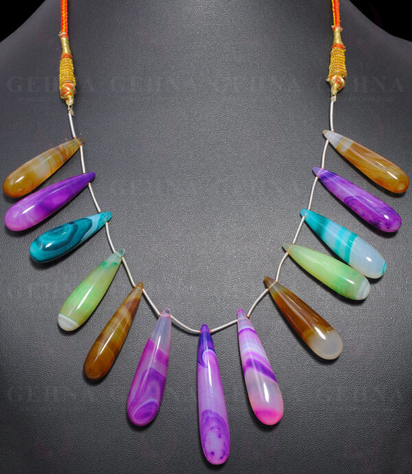 Multi-Color Agate Gemstone Drop Shaped Necklace NS-1564