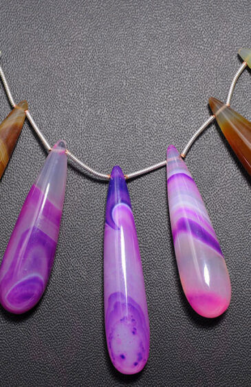 Multi-Color Agate Gemstone Drop Shaped Necklace NS-1564