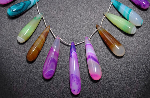 Multi-Color Agate Gemstone Drop Shaped Necklace NS-1564