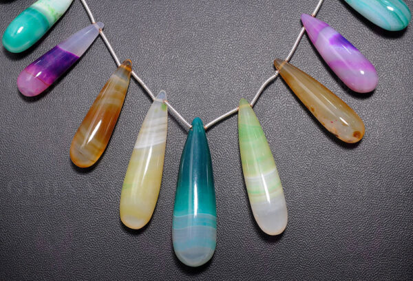 Multi-Color Agate Gemstone Drop Shaped Necklace NS-1565
