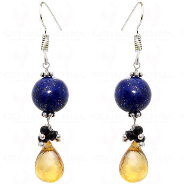 Citrine, Spinel & Lapis Lazuli Gemstone Earrings In .925 Sterling Silver ES-1566