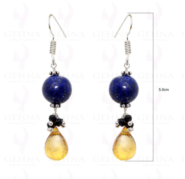 Citrine, Spinel & Lapis Lazuli Gemstone Earrings In .925 Sterling Silver ES-1566