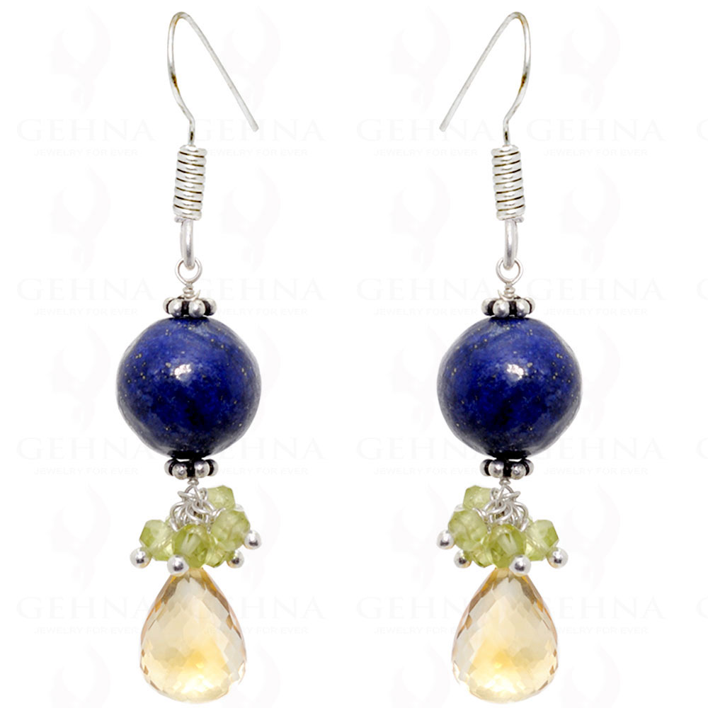 Citrine, Lapis Lazuli & Peridot Gemstone Earrings In .925 Sterling Silver ES-1567