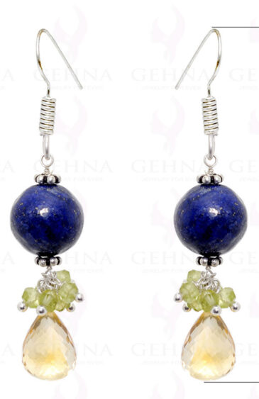 Citrine, Lapis Lazuli & Peridot Gemstone Earrings In .925 Sterling Silver ES-1567