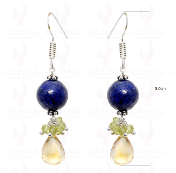 Citrine, Lapis Lazuli & Peridot Gemstone Earrings In .925 Sterling Silver ES-1567