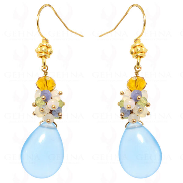 Tanzanite, Chalcedony & Opal Gemstone Earrings In .925 Sterling Silver ES-1568