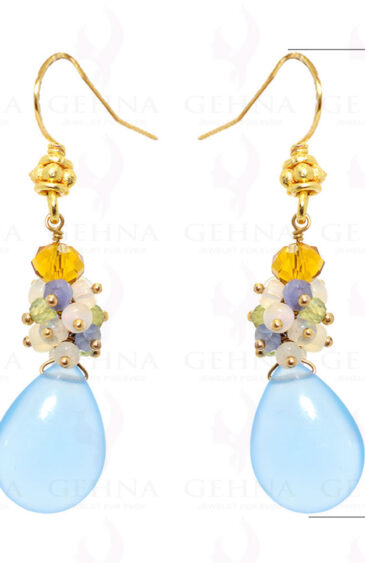 Tanzanite, Chalcedony & Opal Gemstone Earrings In .925 Sterling Silver ES-1568