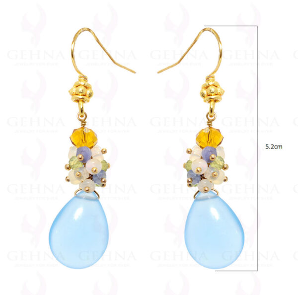 Tanzanite, Chalcedony & Opal Gemstone Earrings In .925 Sterling Silver ES-1568