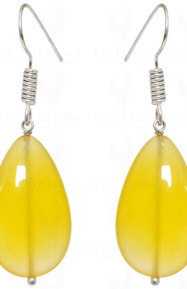 Yellow Chalcedony Pear Shaped Gemstone Earrings In .925 Sterling Silver ES-1572
