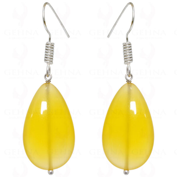 Yellow Chalcedony Pear Shaped Gemstone Earrings In .925 Sterling Silver ES-1572