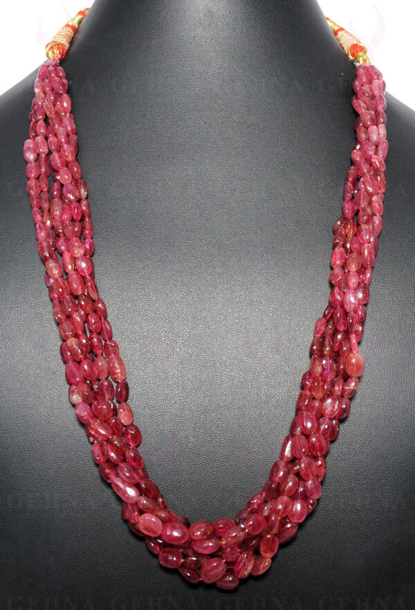 6 Rows of Pink Tourmaline gemstone Twisted Beads Necklace NS-1573