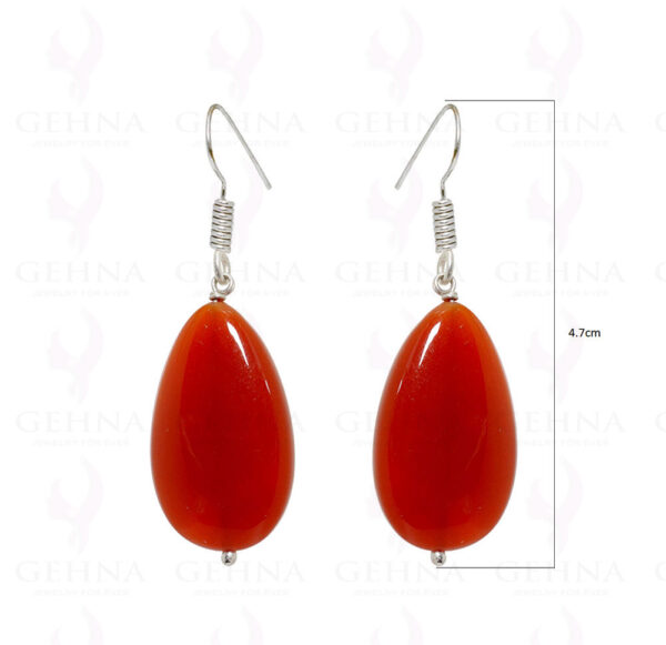 Red Chalcedony Pear Shaped Gemstone Earrings In .925 Sterling Silver ES-1573