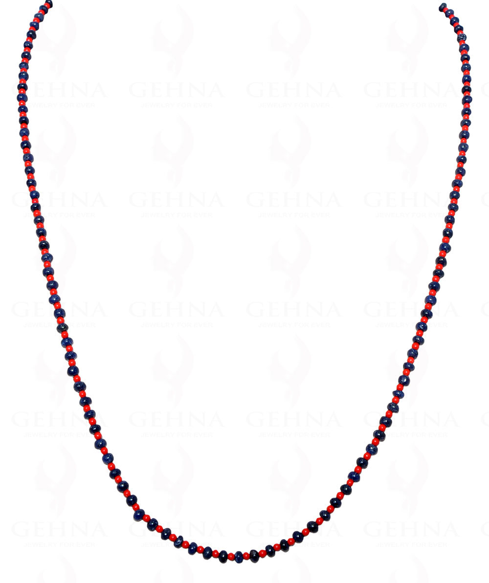 Blue Sapphire & Red Jasper Gemstone Bead Necklace NS-1574