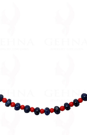 Blue Sapphire & Red Jasper Gemstone Bead Necklace NS-1574