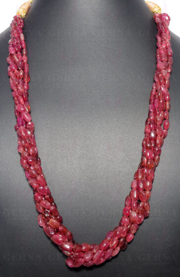 6 Rows of Pink Tourmaline gemstone Twisted necklace NS-1575